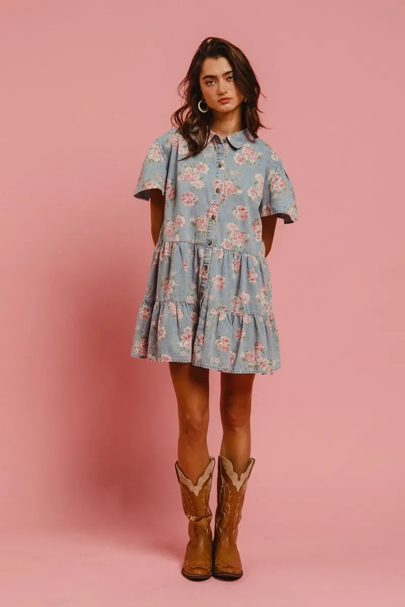 Rosewood Dreams Cotton Shirt Dress