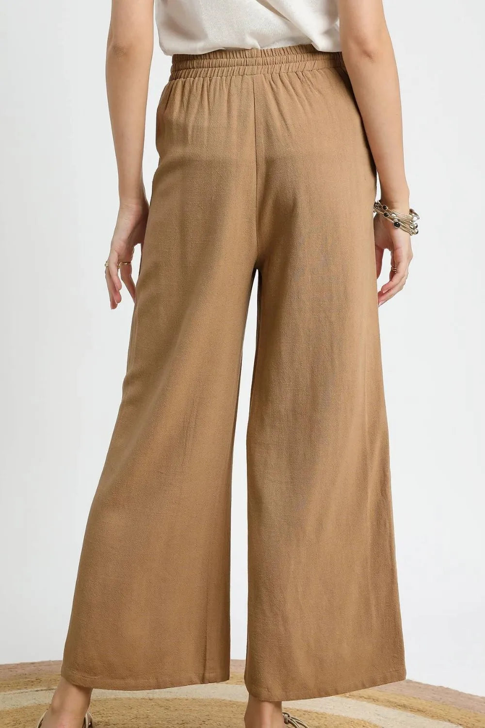 Linen Cotton Wide Leg Drawstring Pants