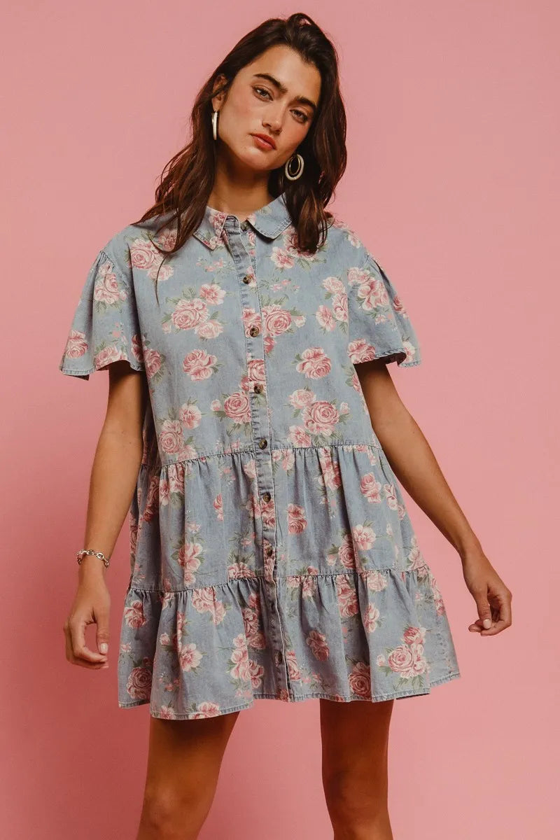 Rosewood Dreams Cotton Shirt Dress