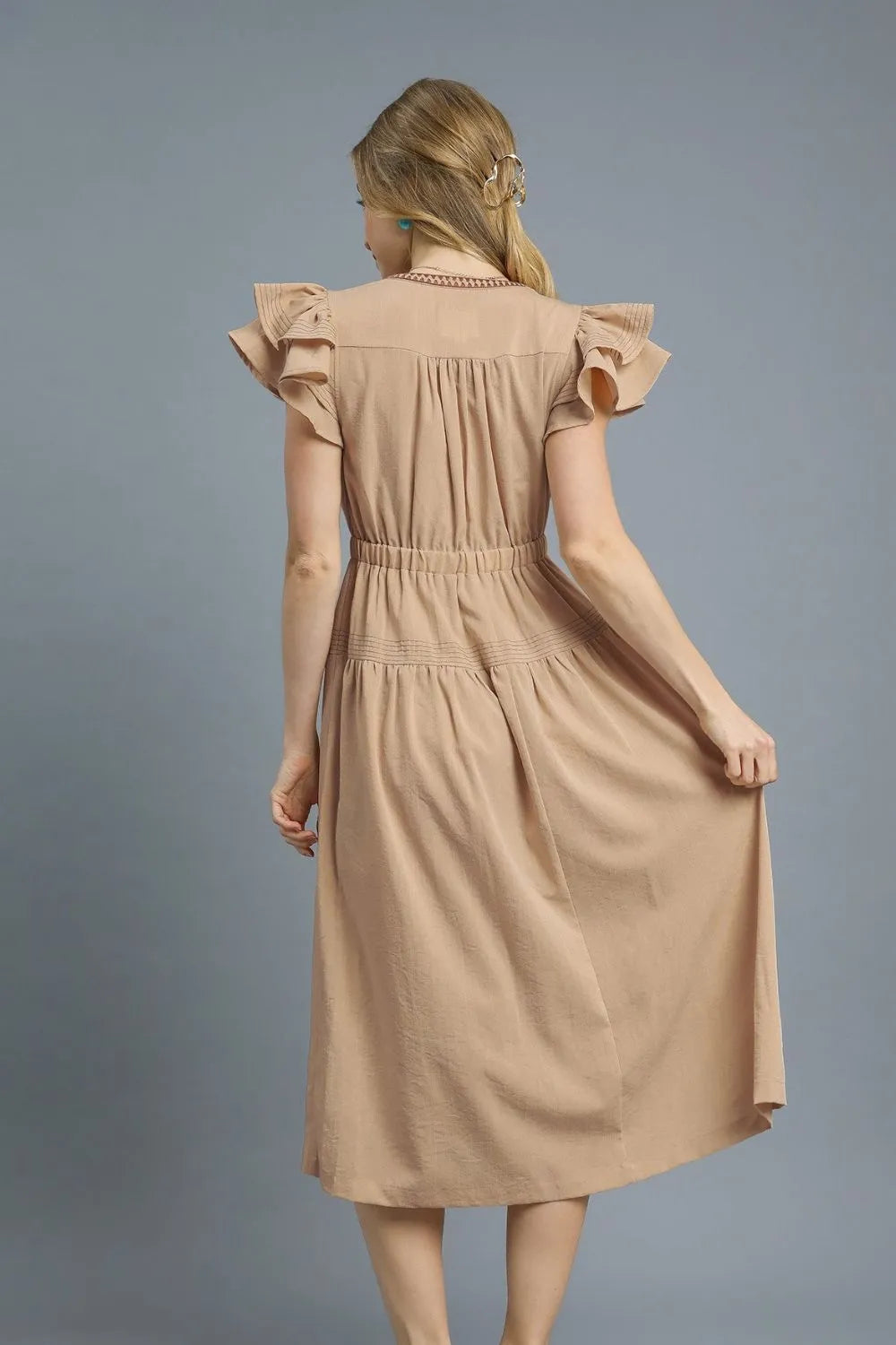 Wandering The Shoreline Ruffled Midi Dress
