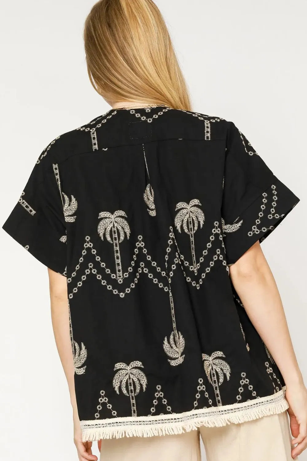 Fleeting Moment Open Front Embroidered Fringe Kimono
