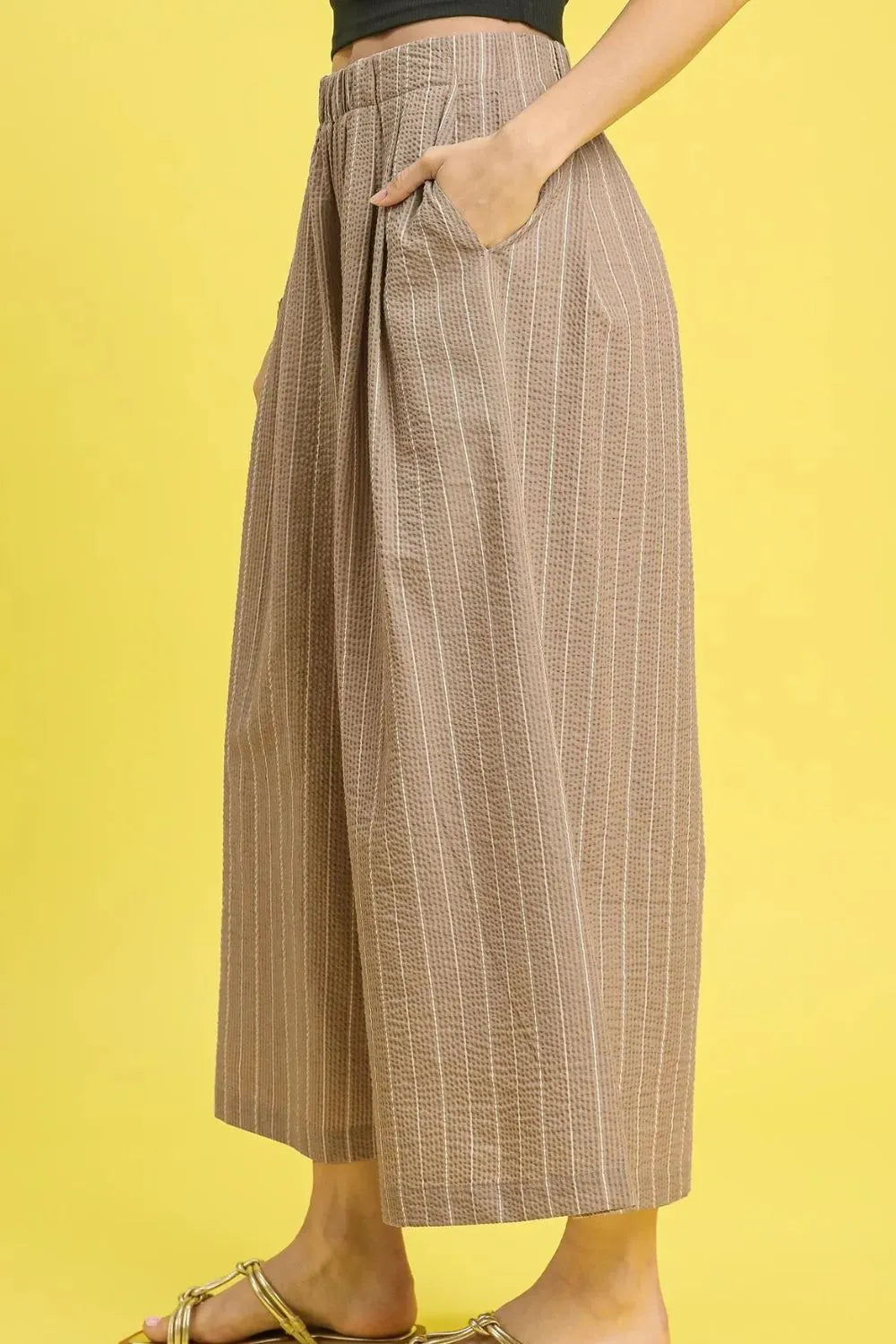 Santorini Breeze Umgee Pinstripe Crop Palazzo Pants