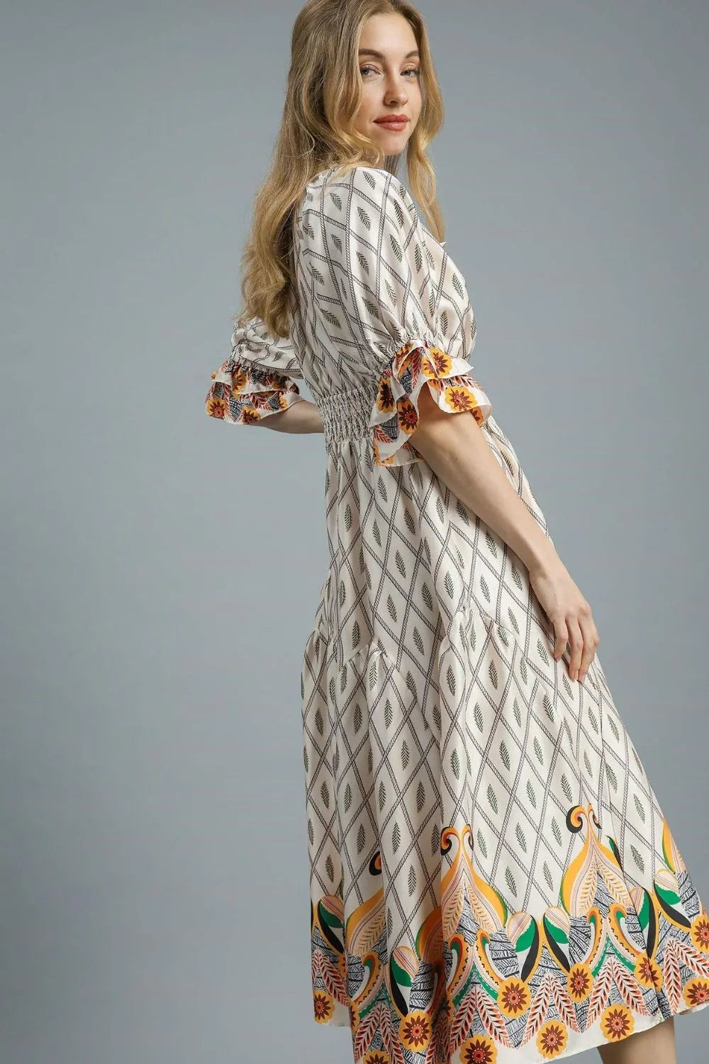 Walks On The Prarie Smocked Midi Dress