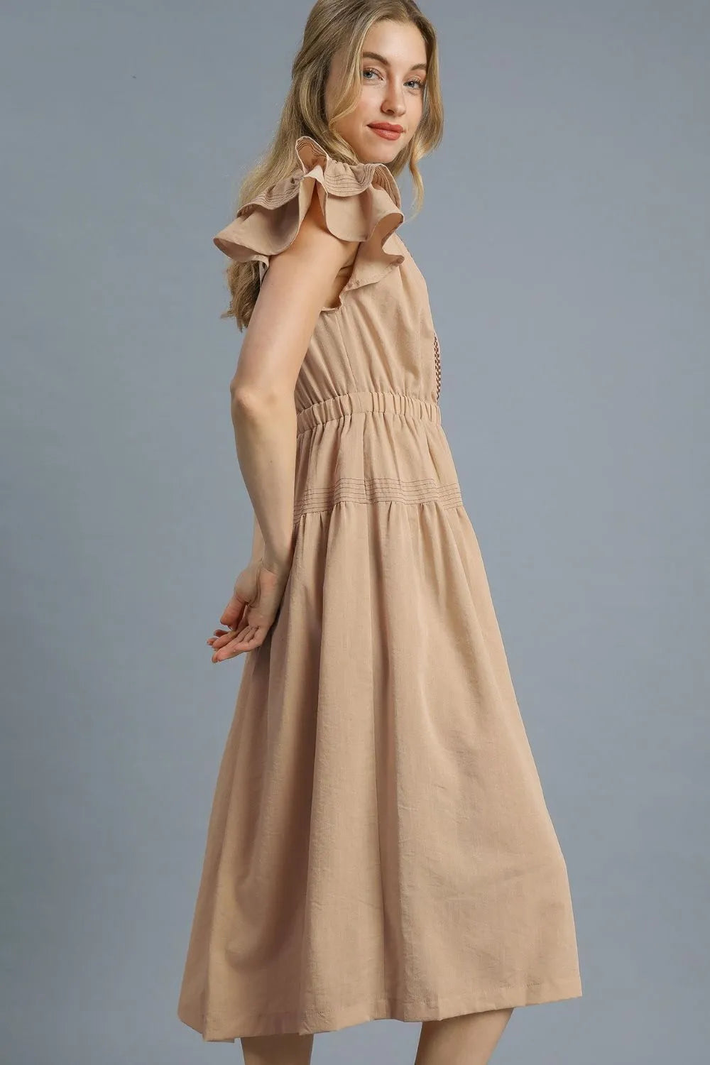 Wandering The Shoreline Ruffled Midi Dress