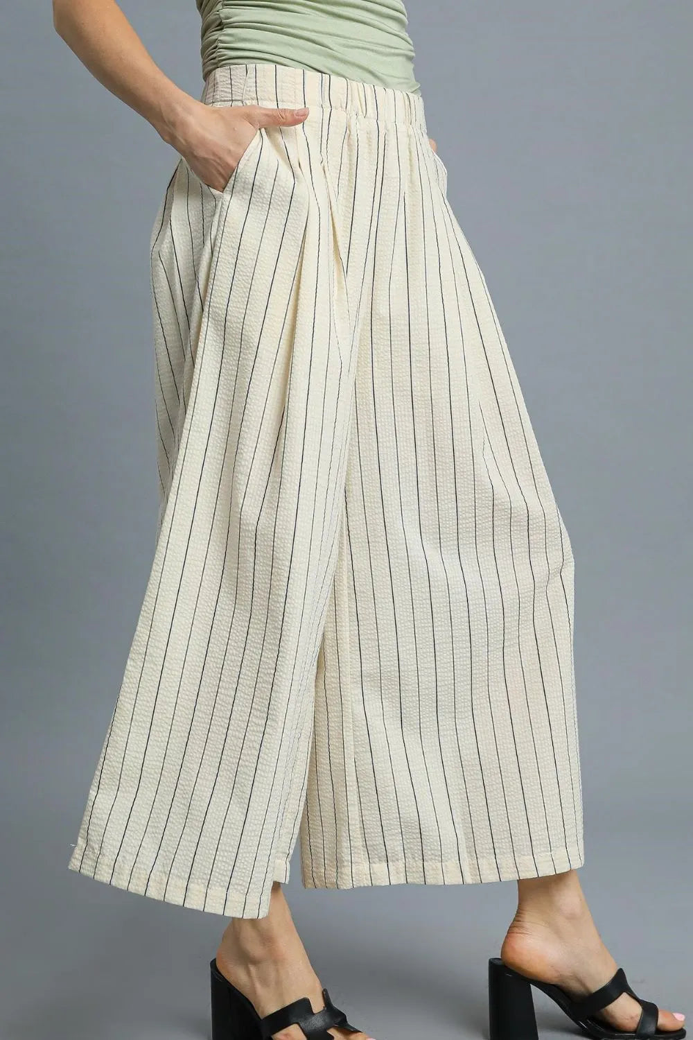 By The Bay Wide Leg Striped 100 Cotton Pants