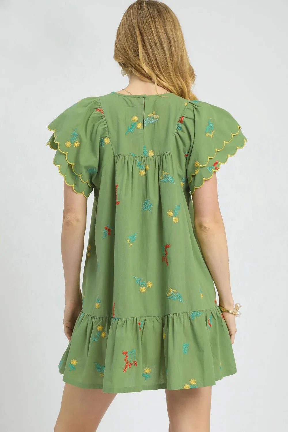 Wallflower Floral Embroidered Short Sleeve Mini Dress