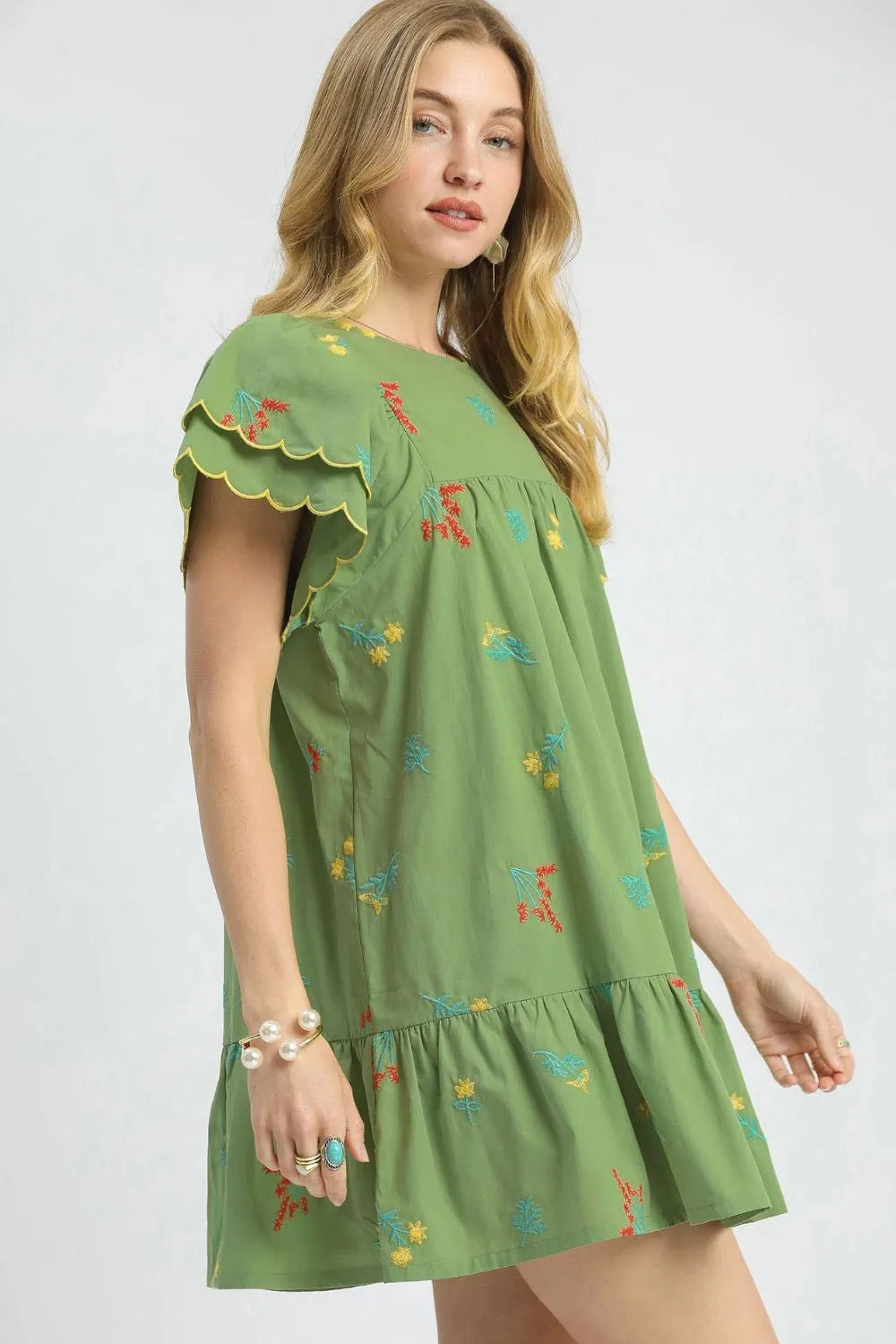 Wallflower Floral Embroidered Short Sleeve Mini Dress