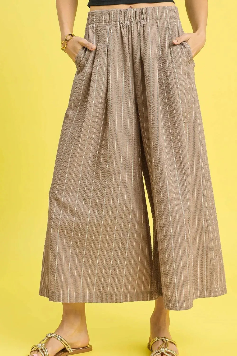 Santorini Breeze Umgee Pinstripe Crop Palazzo Pants