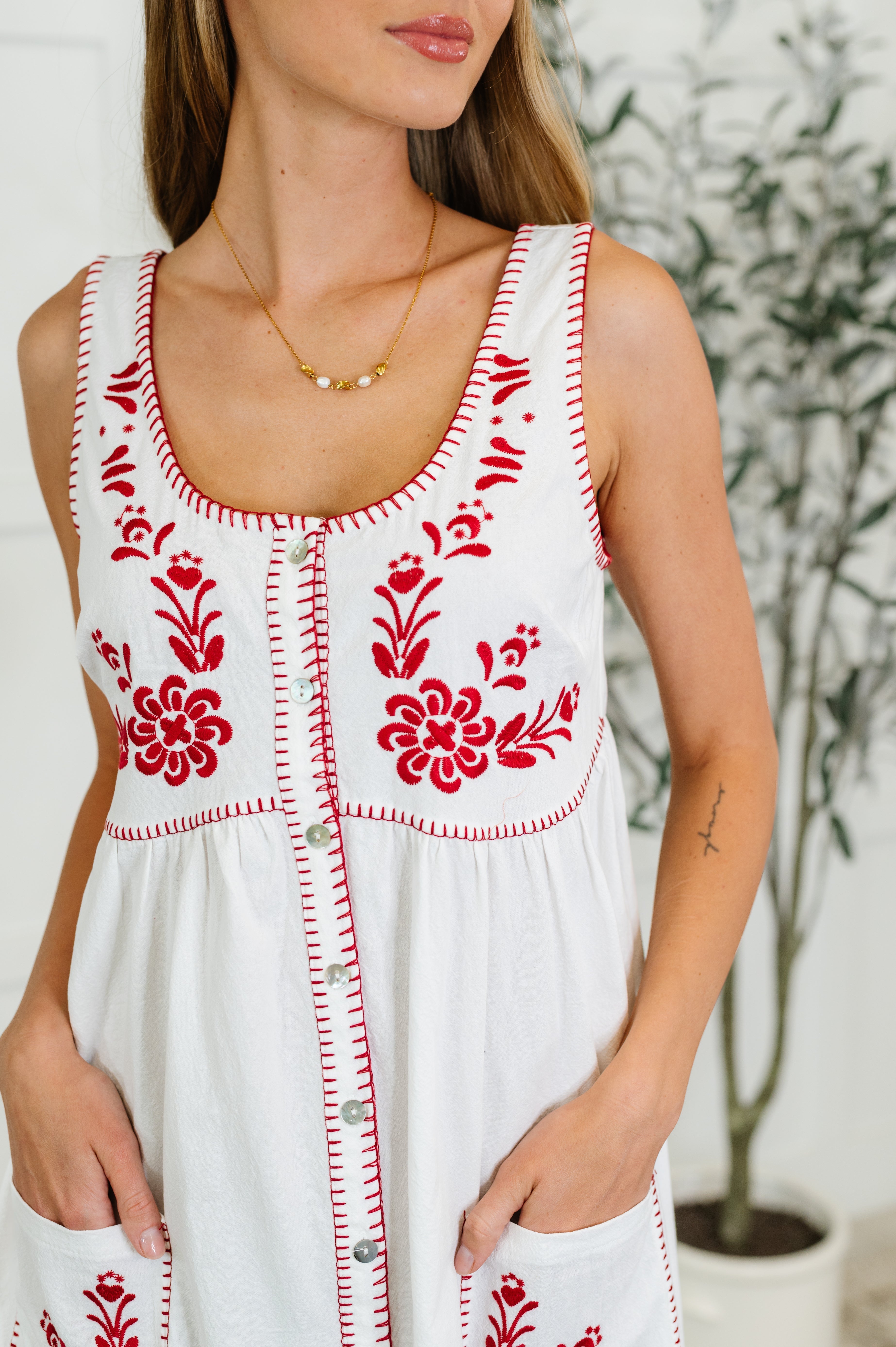 Whispering Petals Cotton Blend Dress