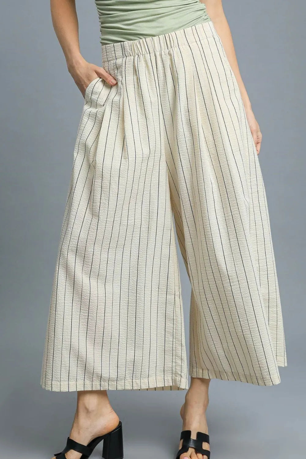 By The Bay Wide Leg Striped 100 Cotton Pants