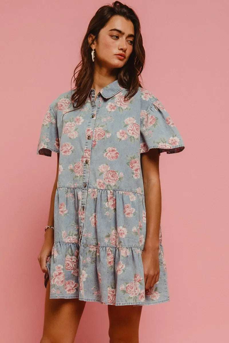 Rosewood Dreams Cotton Shirt Dress