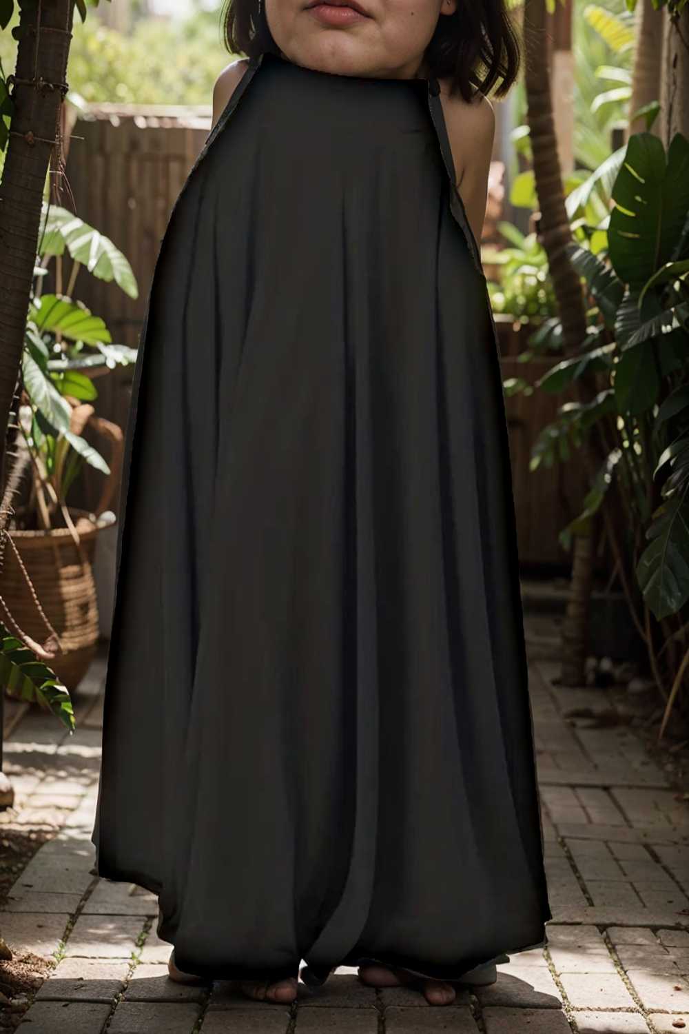 casual pleated pockets high waist loose maxi dress