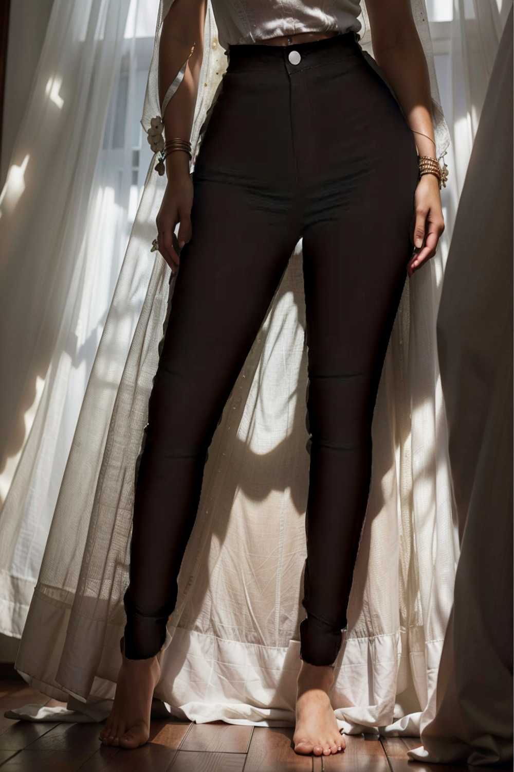 casual solid slim fit skinny pockets pants
