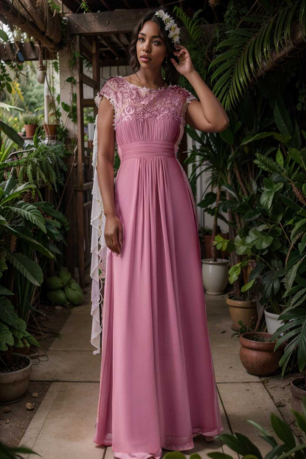 chic cap sleeve lace maxi chiffon bridesmaid gown