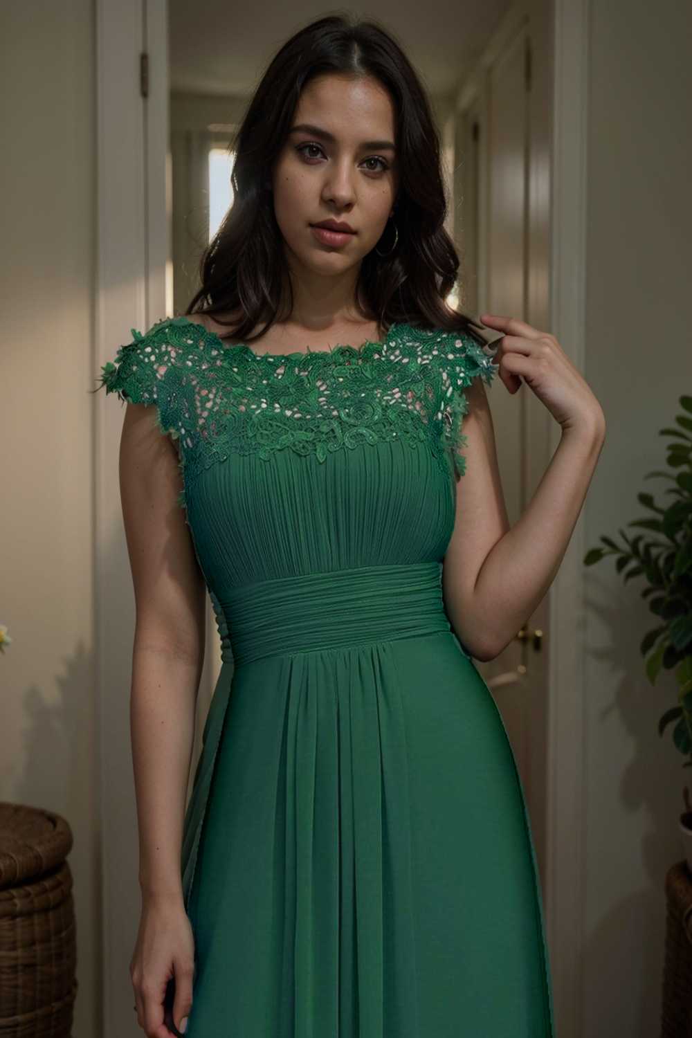 chic cap sleeve lace maxi chiffon bridesmaid gown