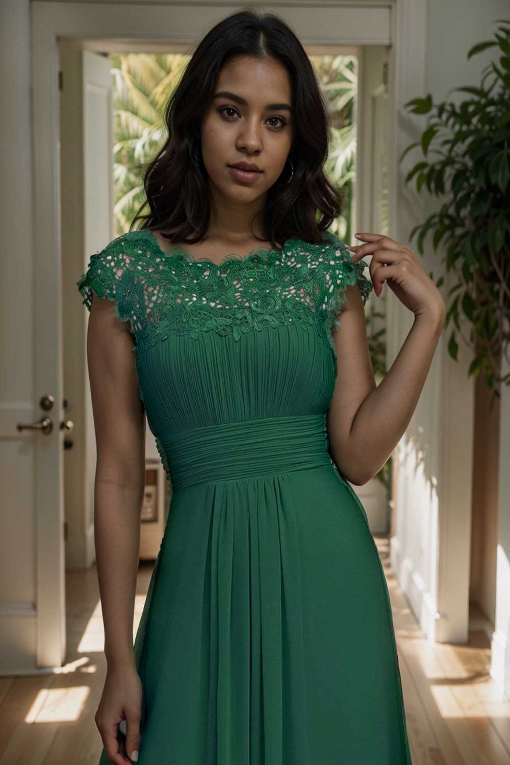 chic cap sleeve lace maxi chiffon bridesmaid gown