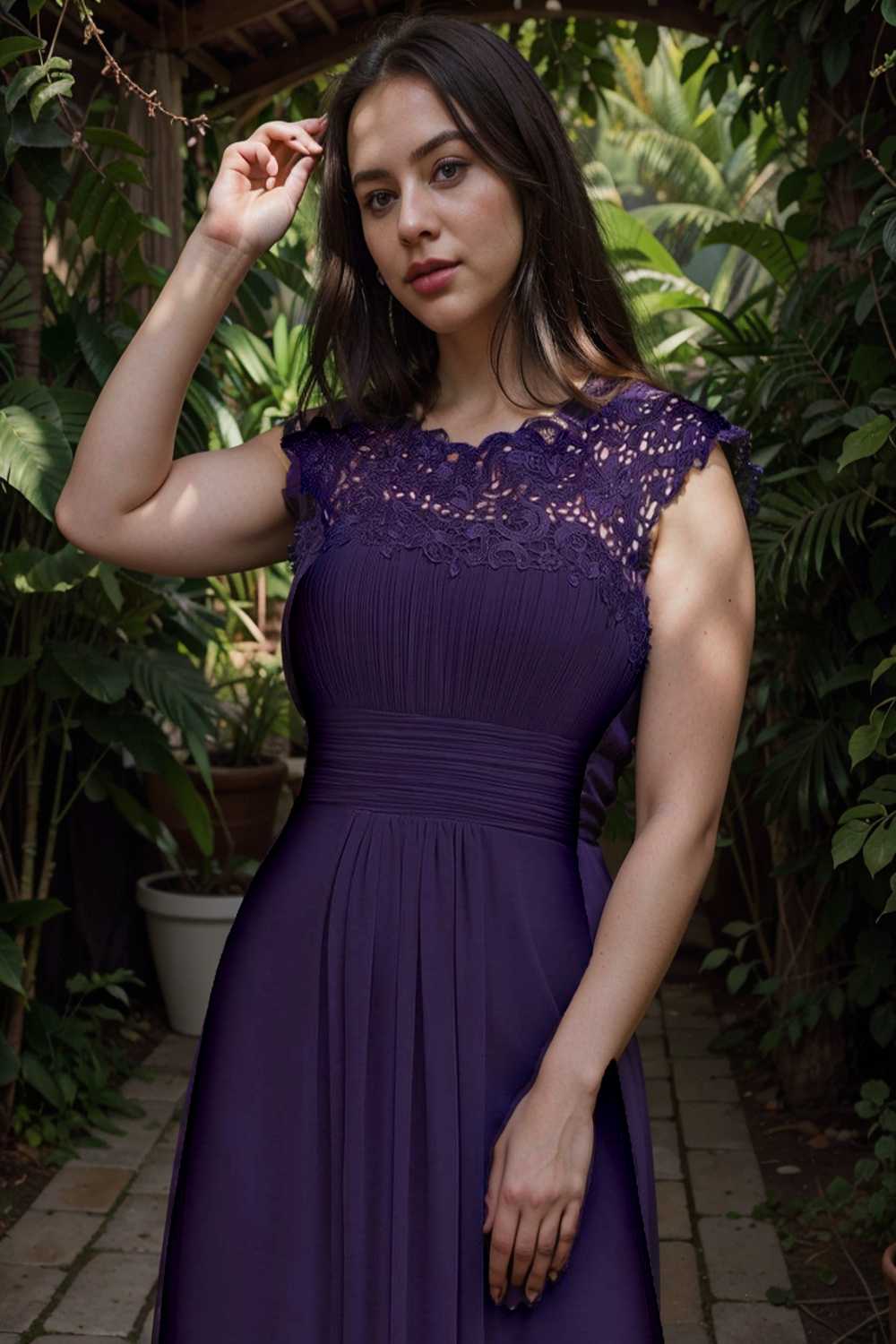 chic cap sleeve lace maxi chiffon bridesmaid gown