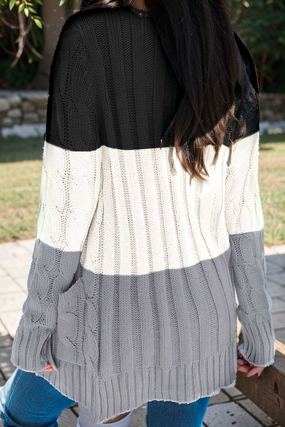cozy cable knit button front long sleeve cardigan