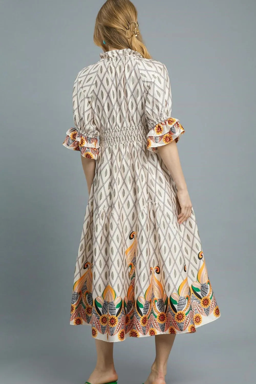 Walks On The Prarie Smocked Midi Dress