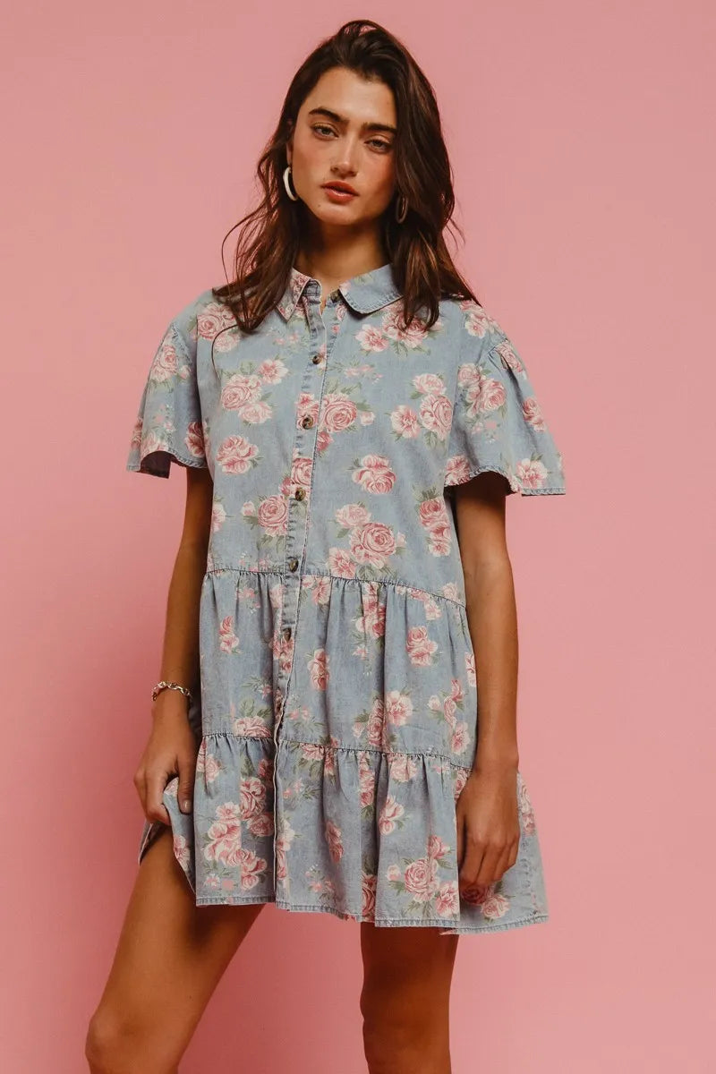 Rosewood Dreams Cotton Shirt Dress