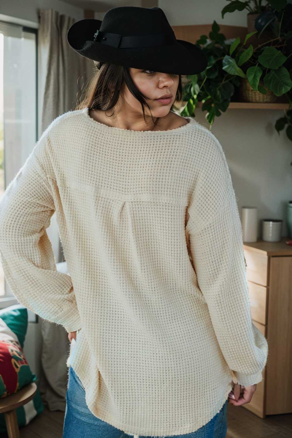 deep v neck long sleeve knitted sweater