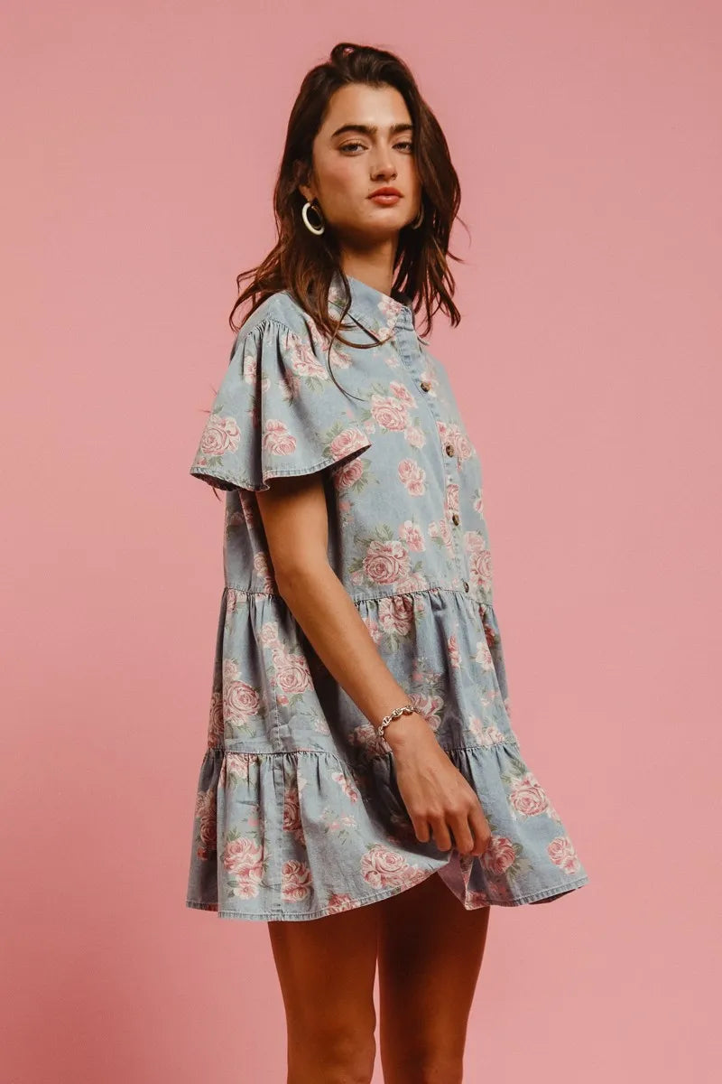 Rosewood Dreams Cotton Shirt Dress
