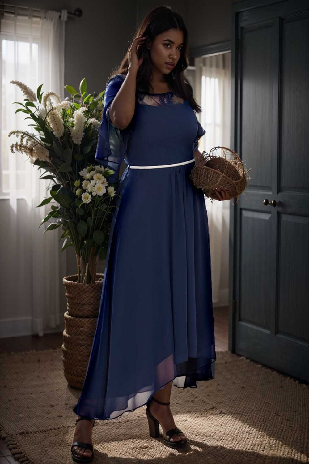 elegant boat neck a line midi dress for plus size women