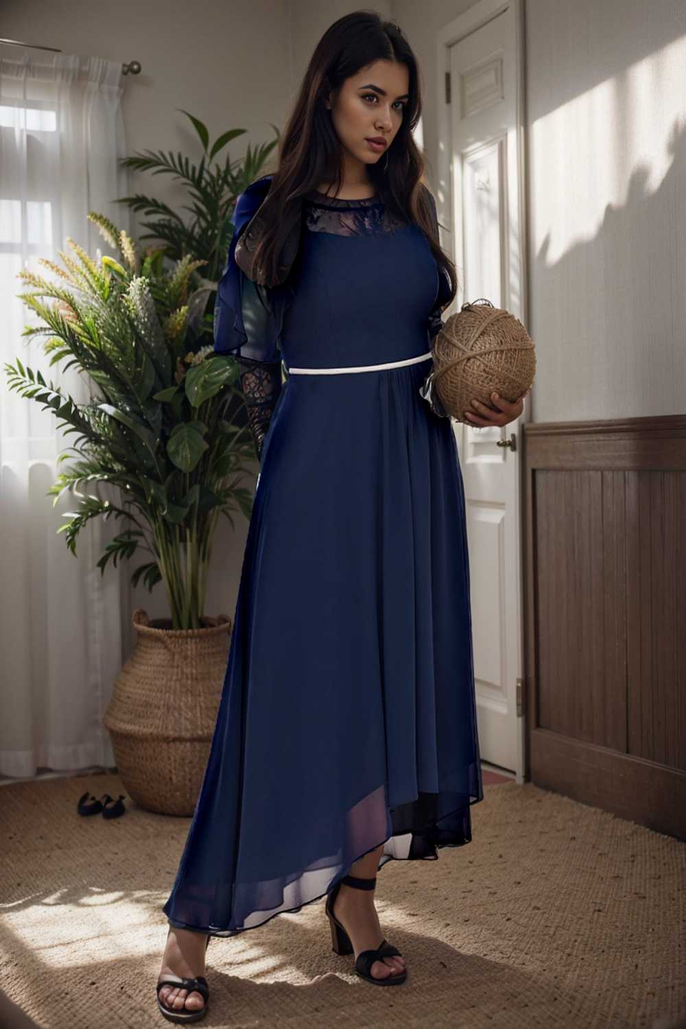 elegant boat neck a line midi dress for plus size women
