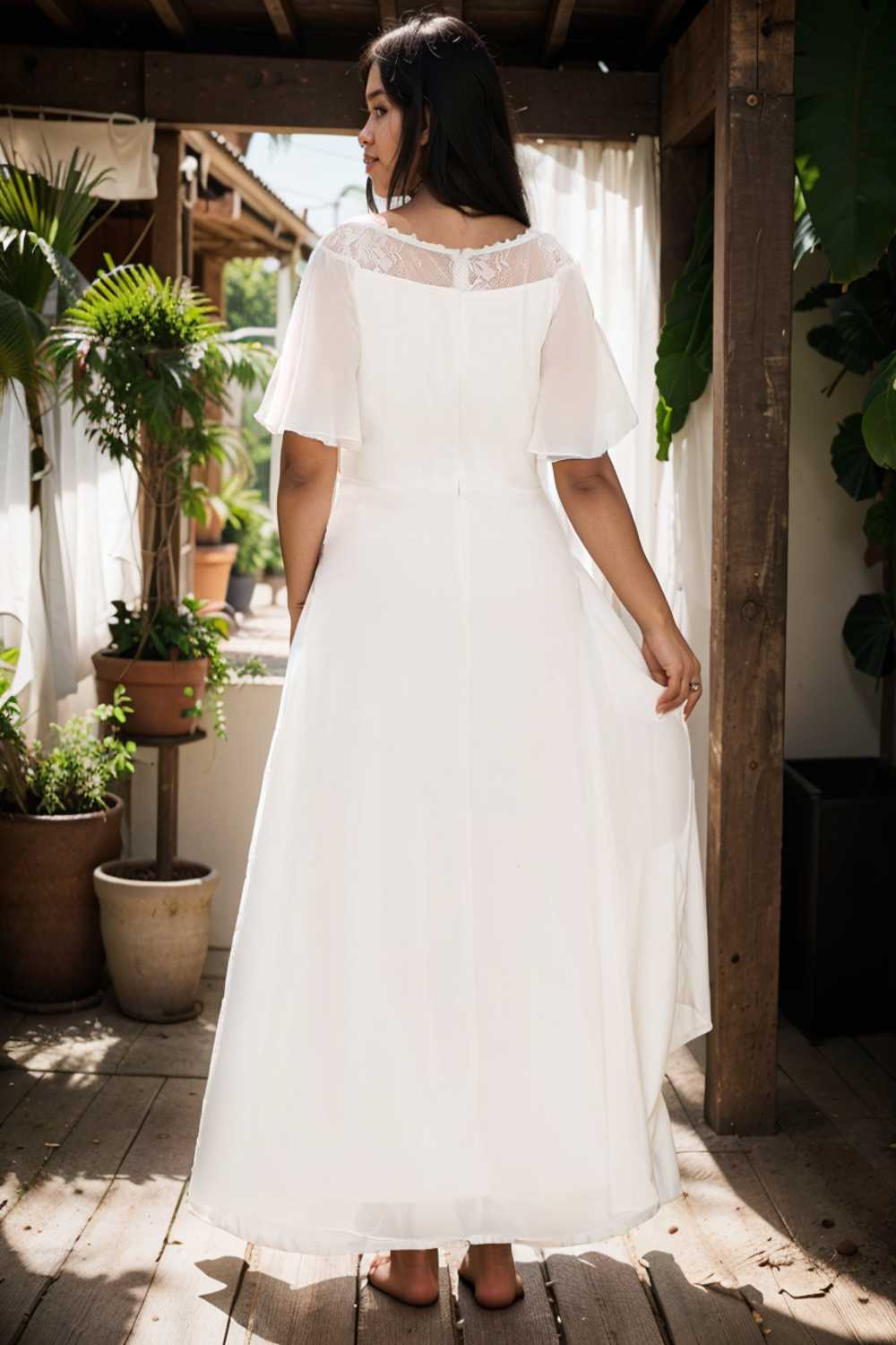 elegant boat neck a line midi dress for plus size women