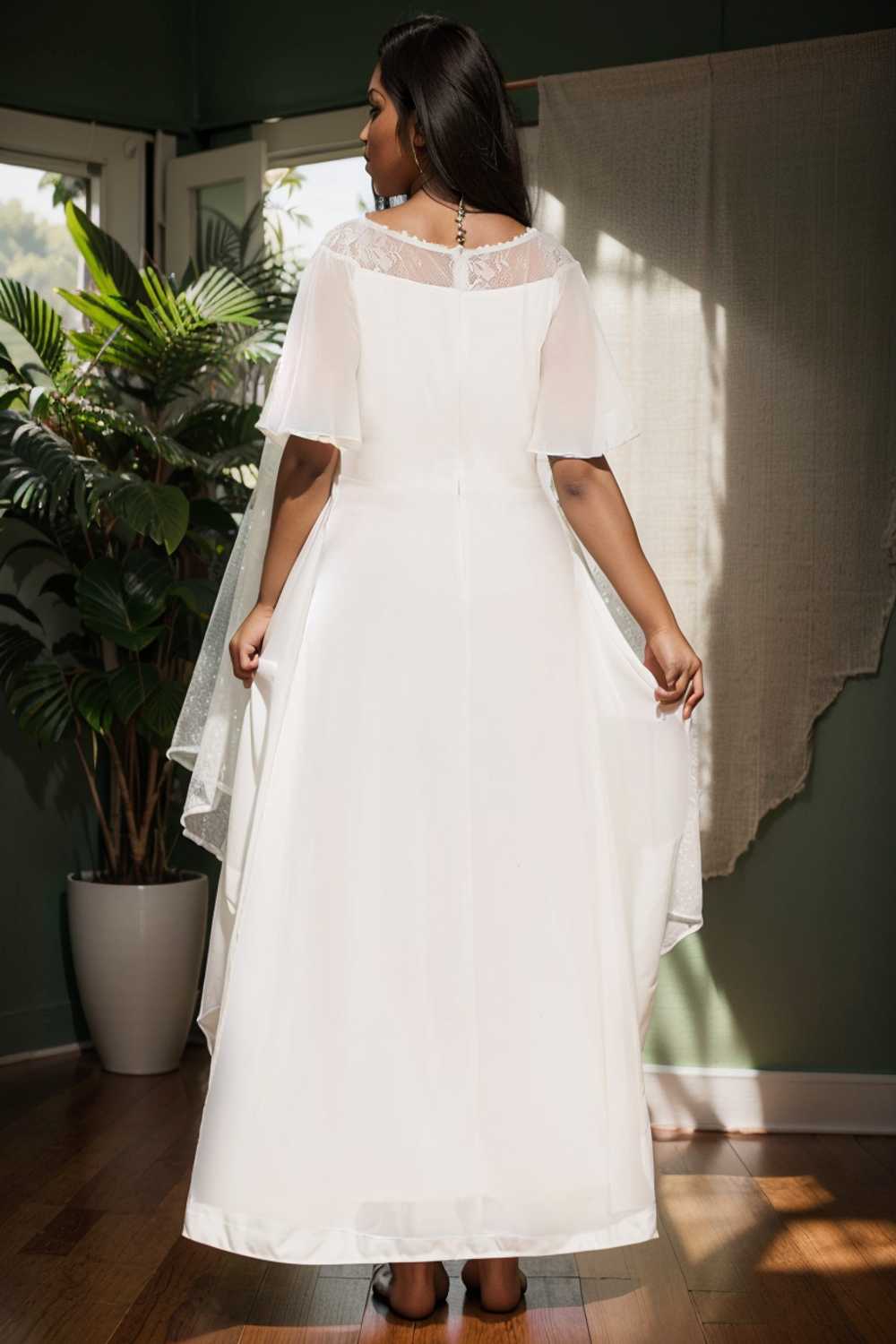 elegant boat neck a line midi dress for plus size women