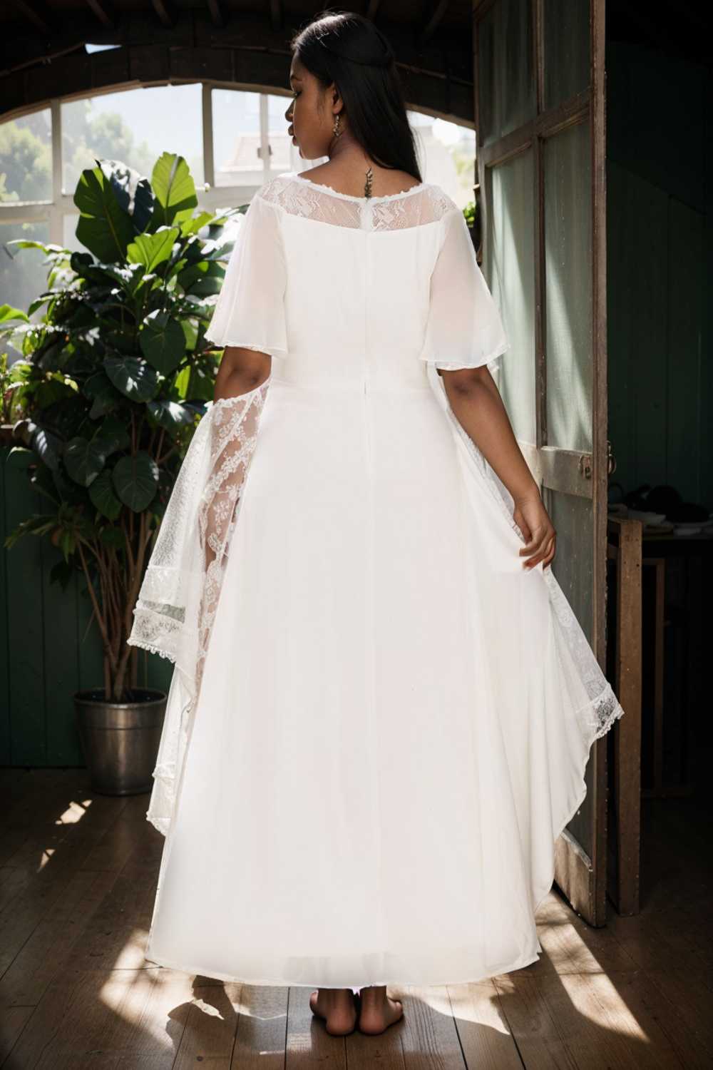 elegant boat neck a line midi dress for plus size women