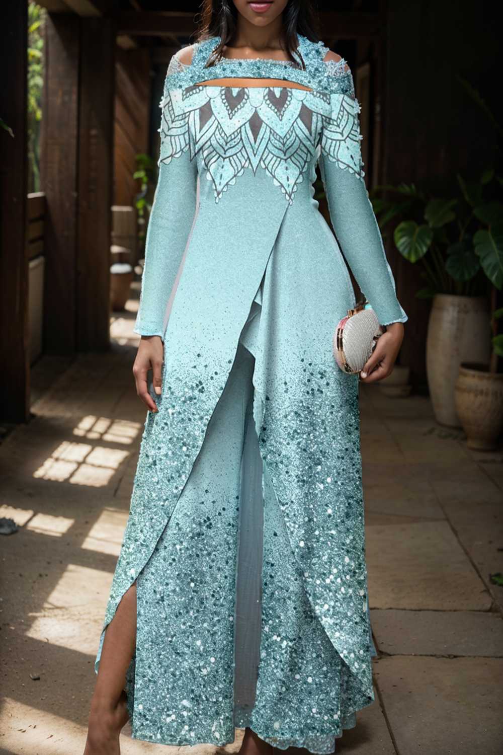 elegant gradient print off shoulder women s jumpsuit