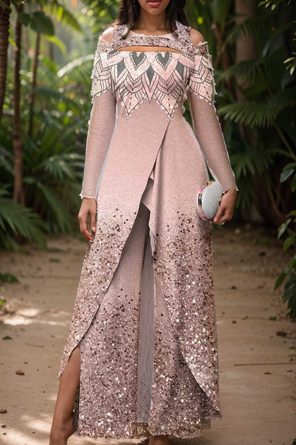 elegant gradient print off shoulder women s jumpsuit