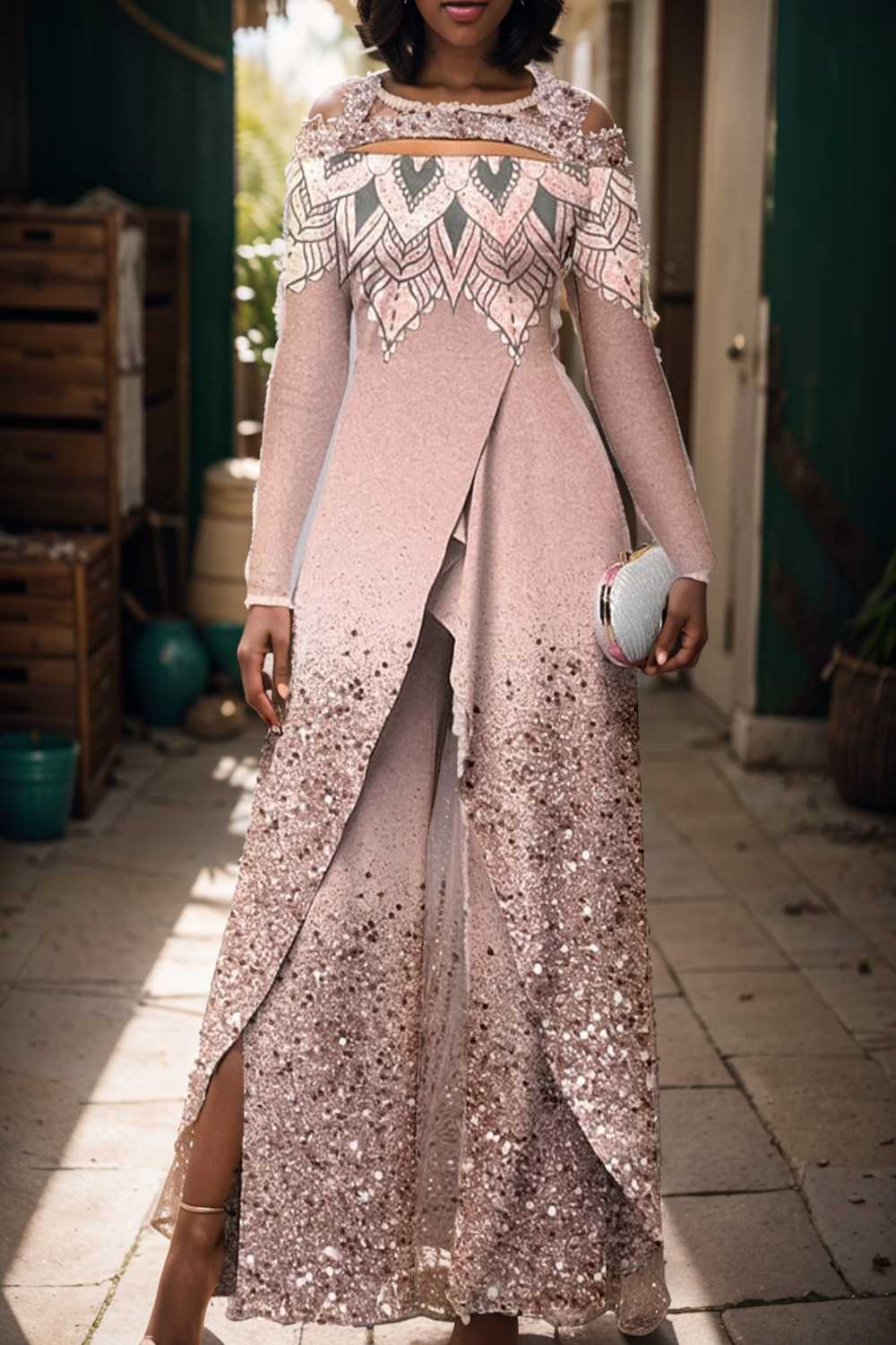 elegant gradient print off shoulder women s jumpsuit