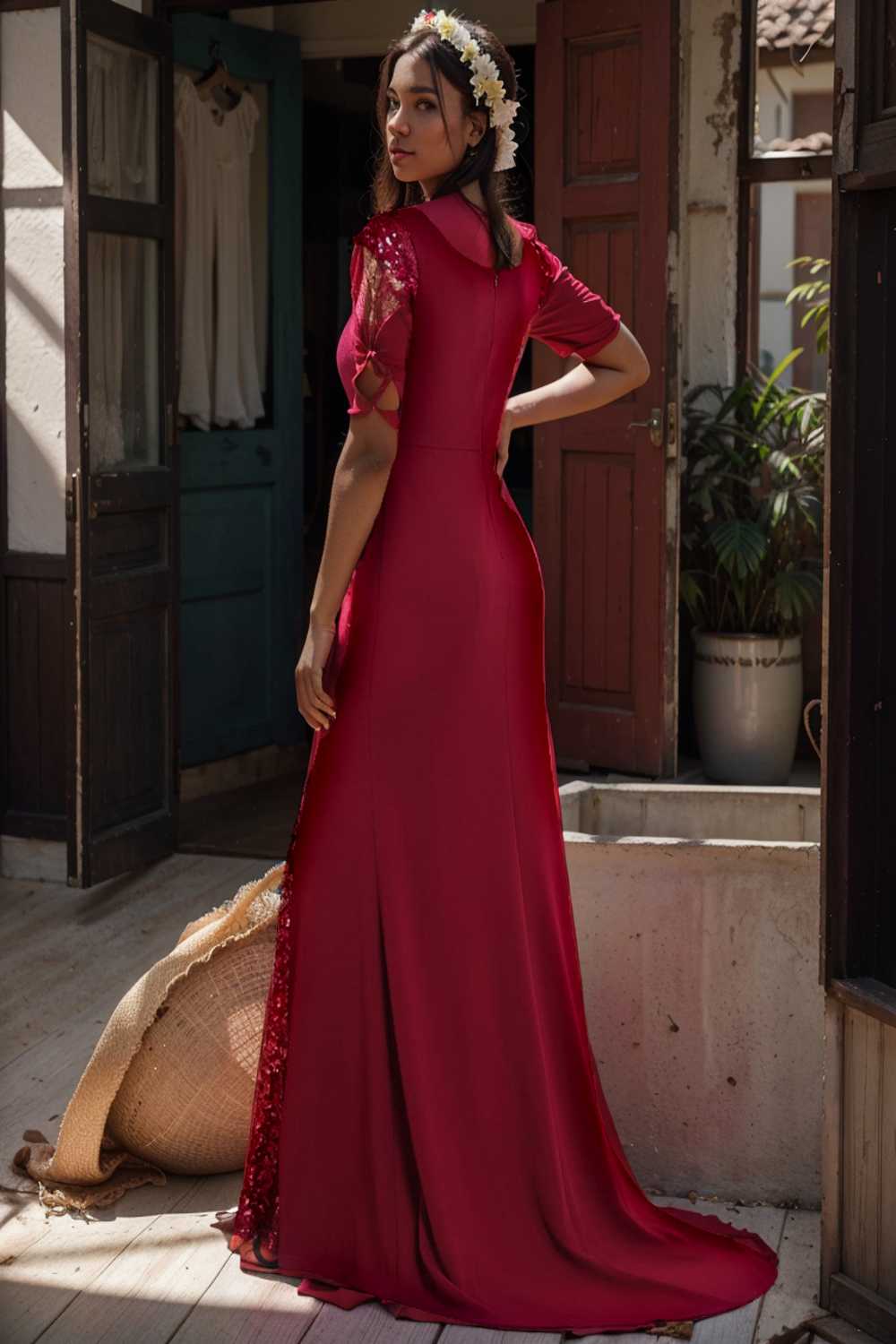 elegant sleeveless deep v neck fishtail evening gown