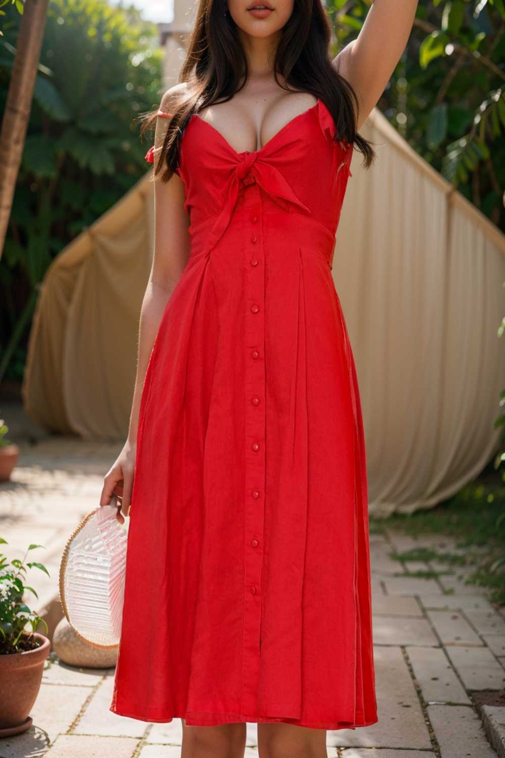 floral v neck tie spaghetti strap beach midi dress