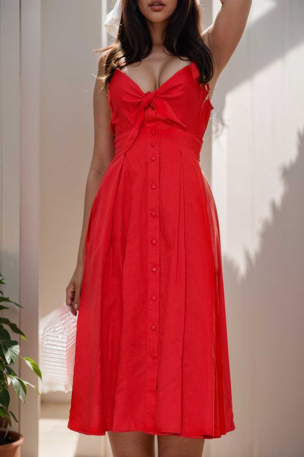 floral v neck tie spaghetti strap beach midi dress