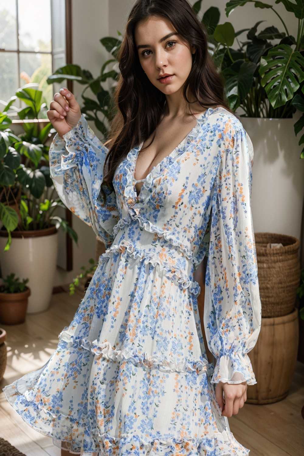 loose leopard print v neck dress drop shoulder a line closed cape paneled