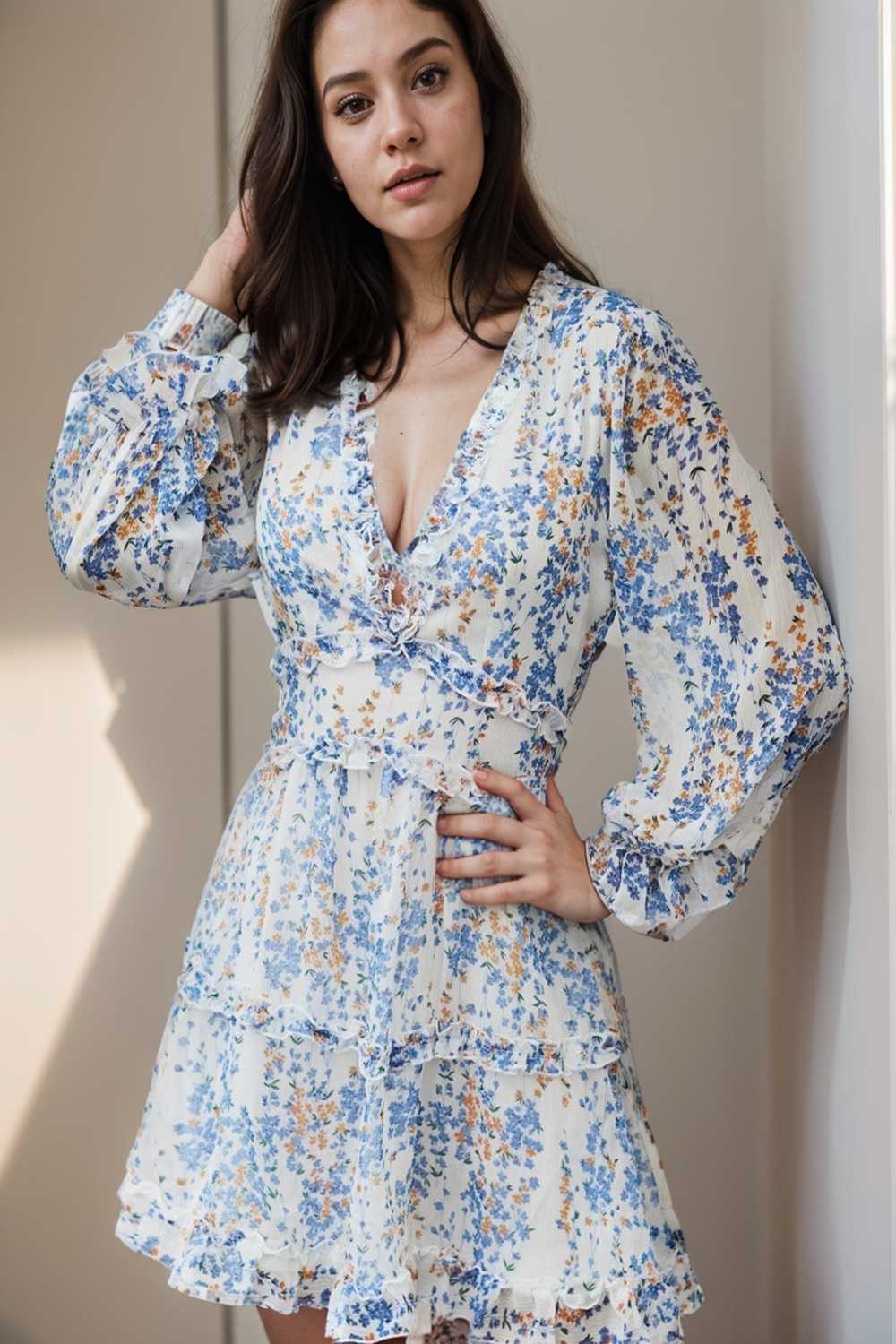 loose leopard print v neck dress drop shoulder a line closed cape paneled