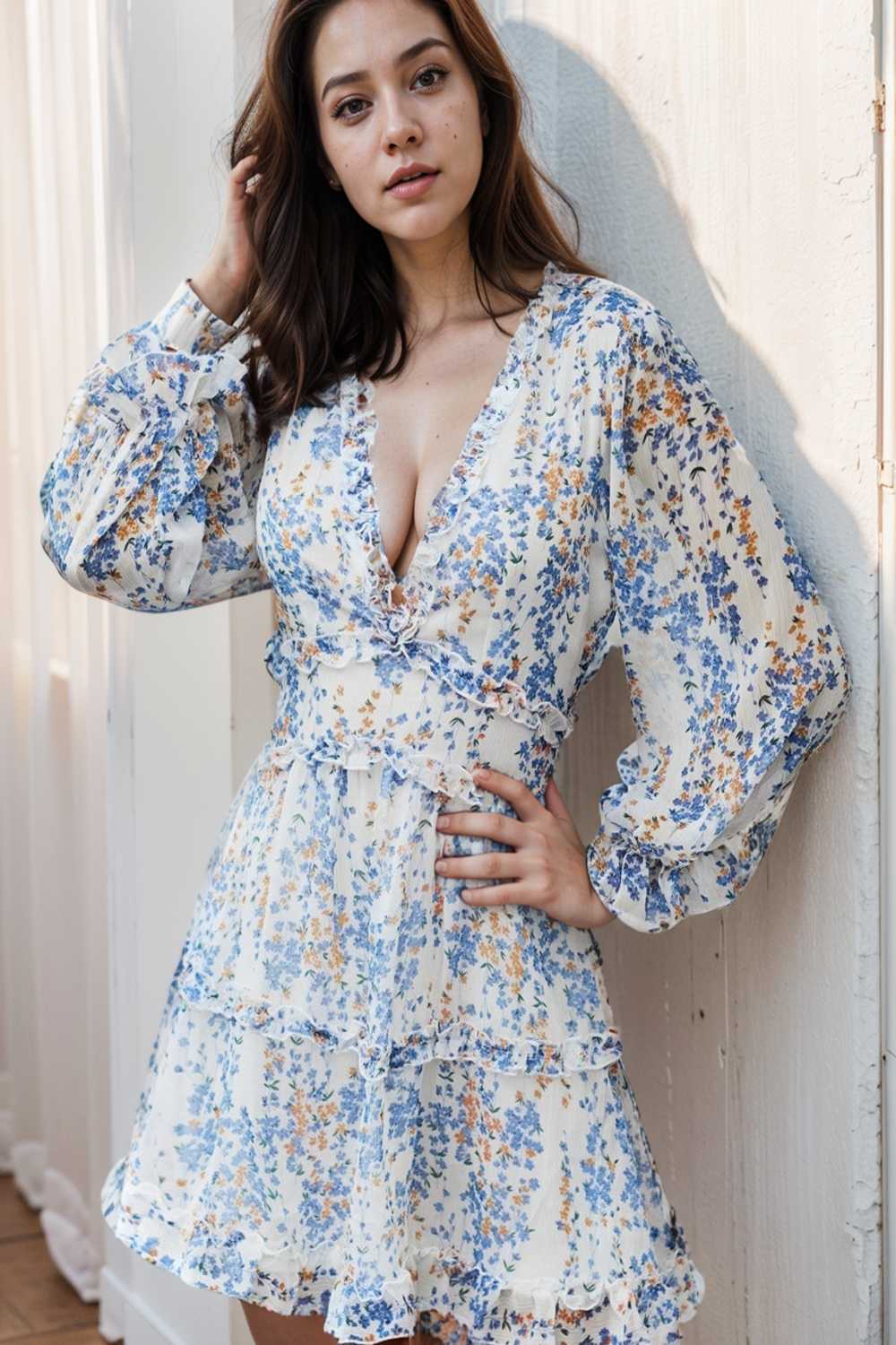 loose leopard print v neck dress drop shoulder a line closed cape paneled