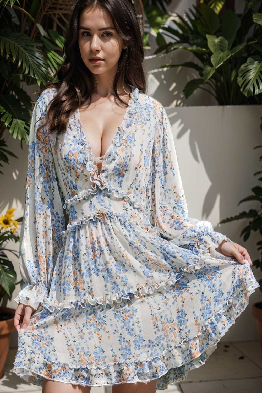 loose leopard print v neck dress drop shoulder a line closed cape paneled