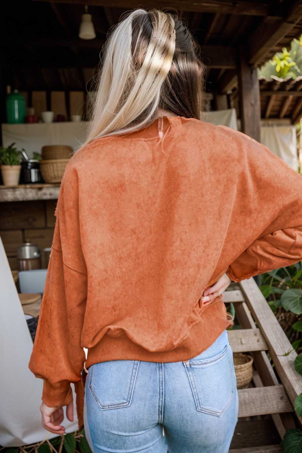 oversized crewneck pullover workout long sleeve hoodie