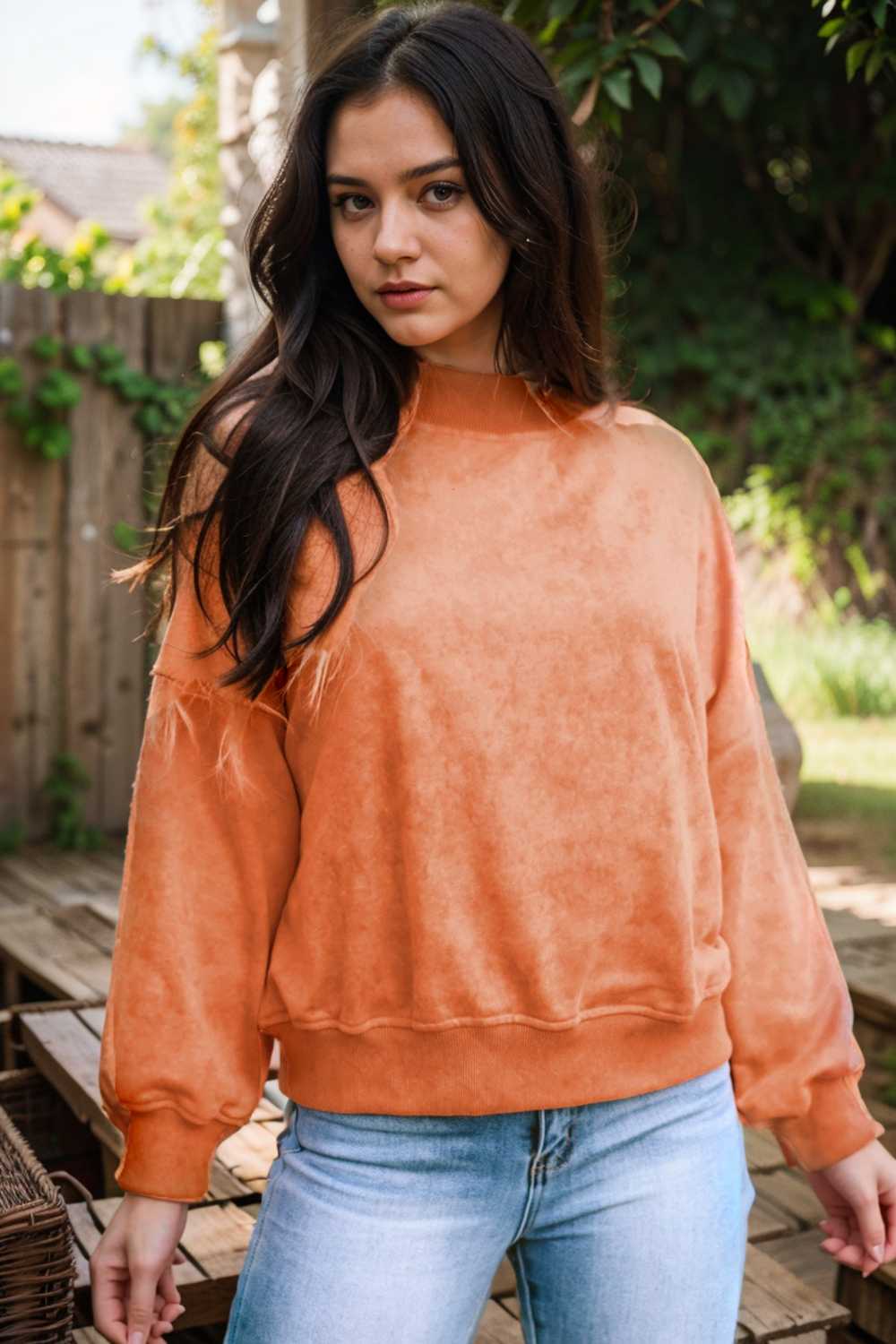 oversized crewneck pullover workout long sleeve hoodie