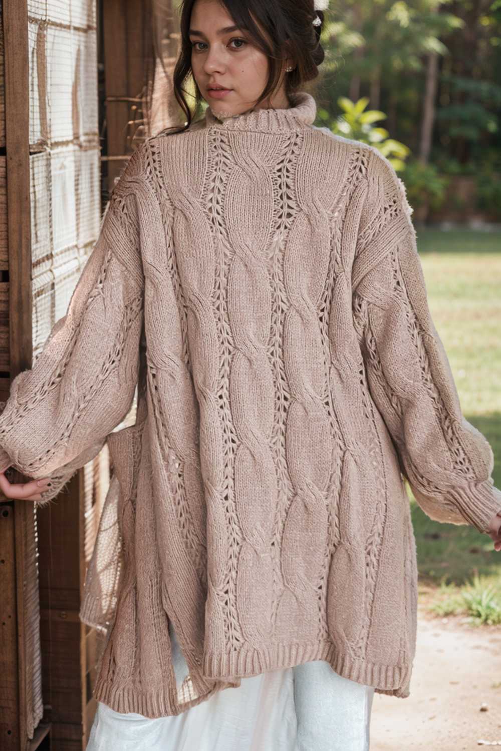 pocket twist long sweater cardigan