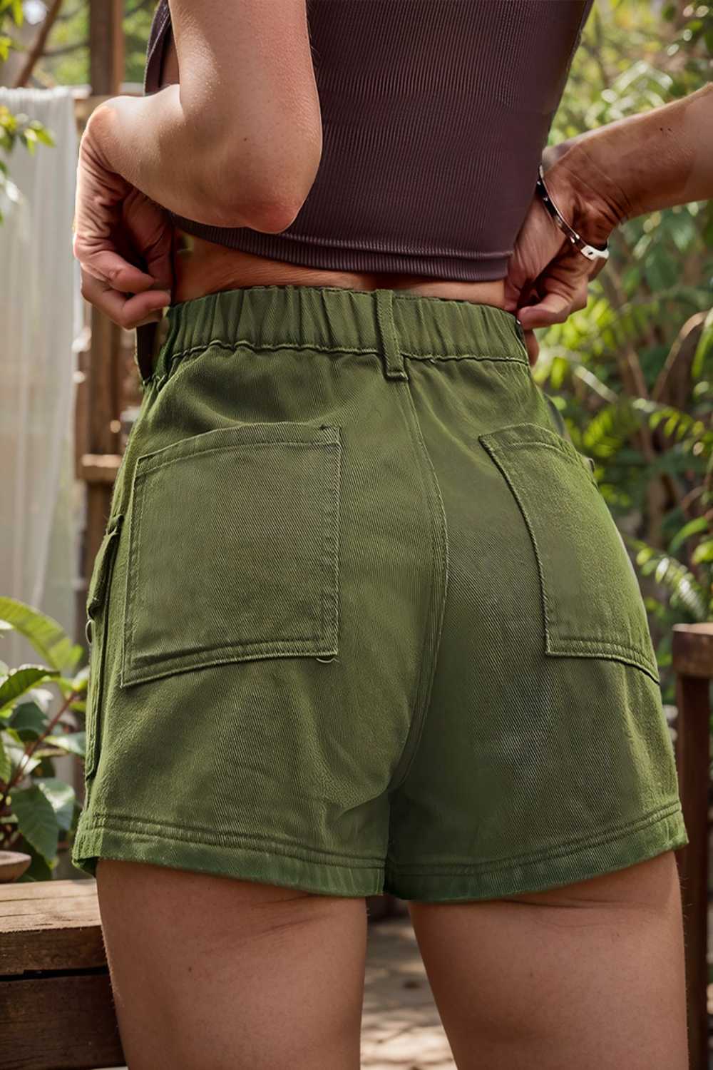 sexy button pocket denim cargo pants