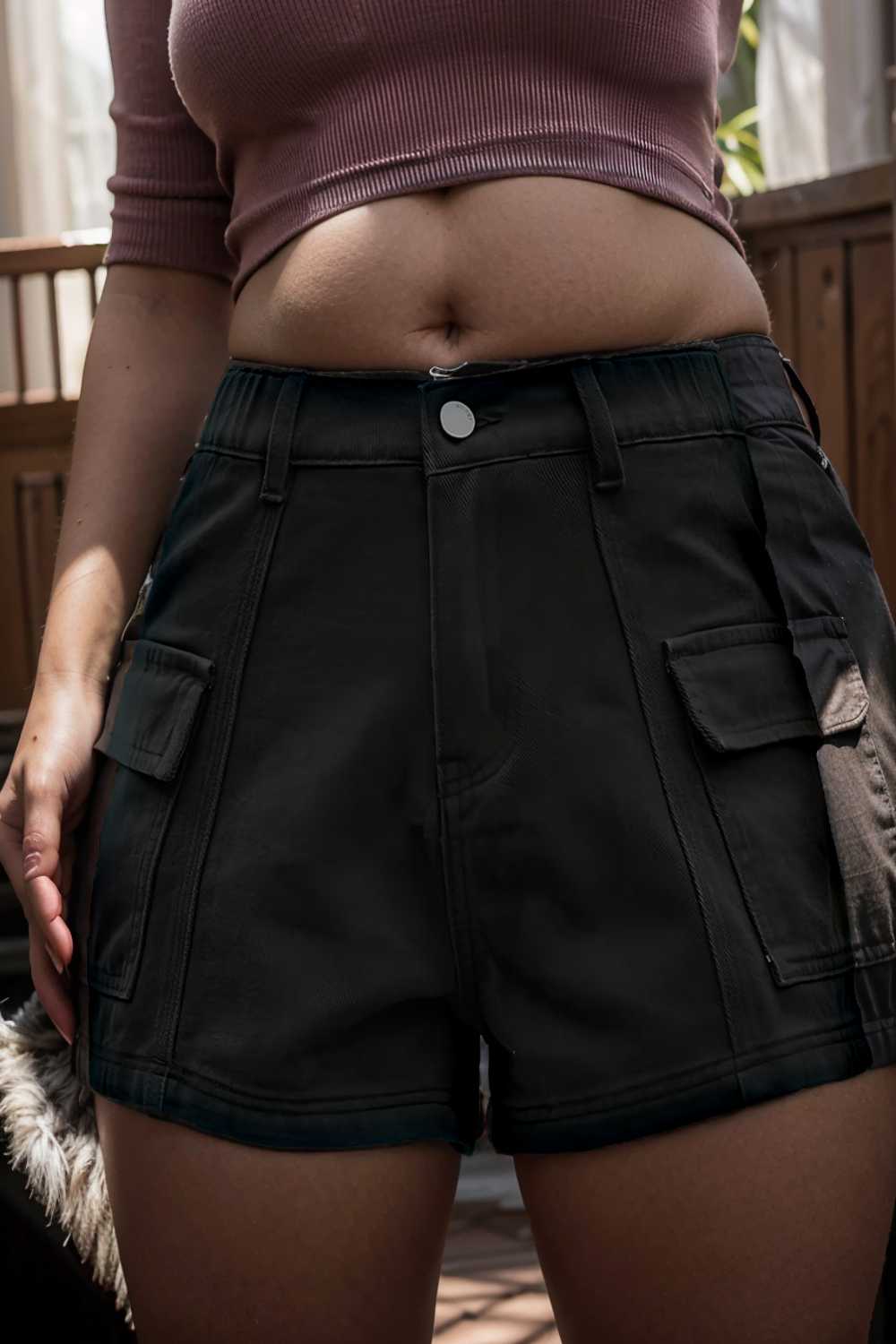 sexy button pocket denim cargo pants