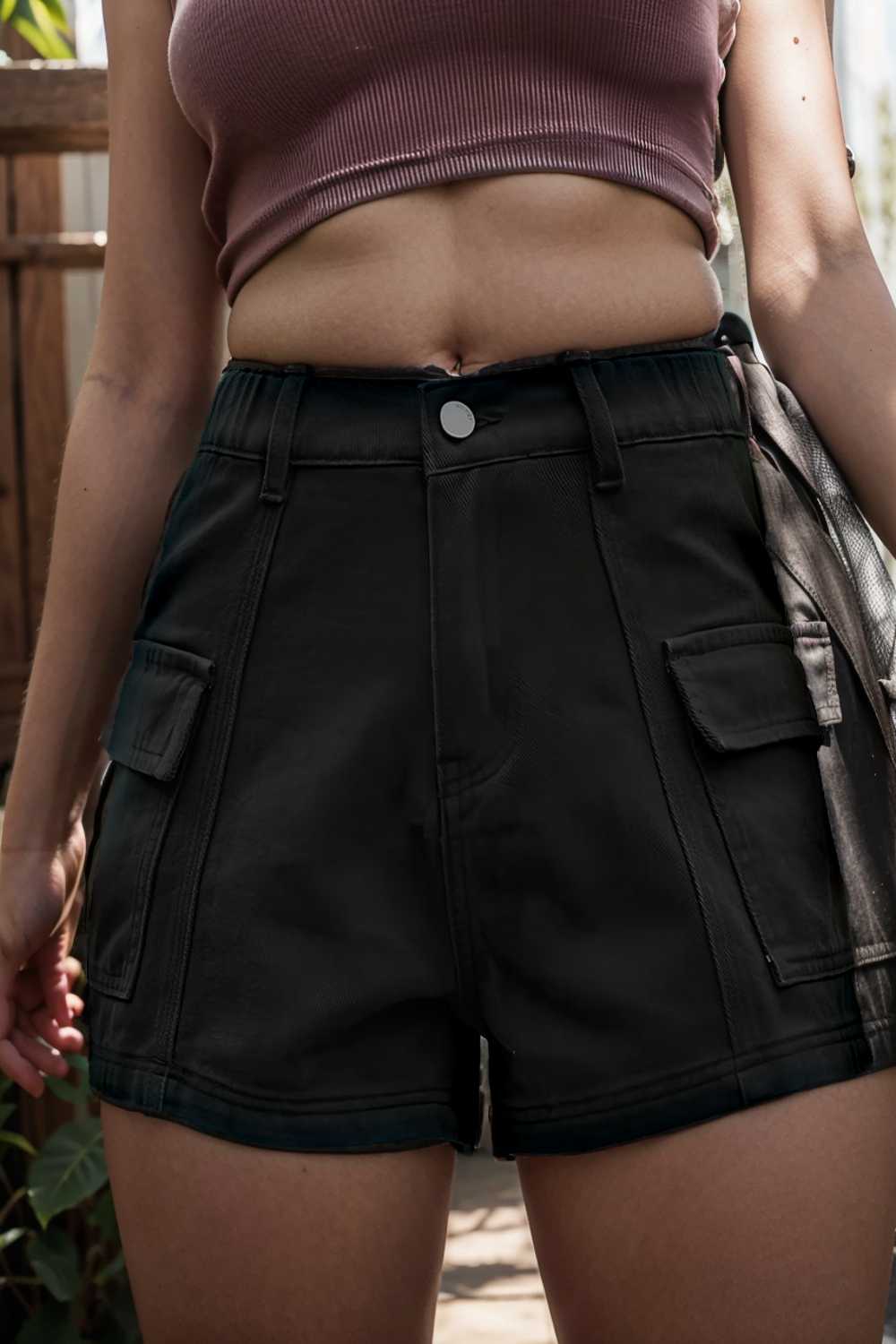 sexy button pocket denim cargo pants