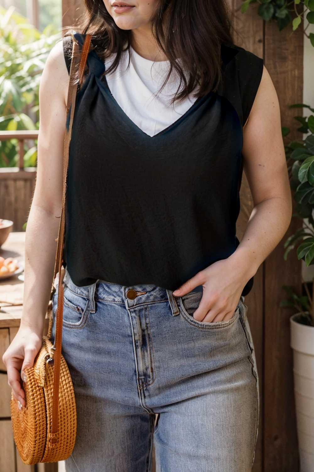 silk satin v neck casual sleeveless camisole tank top