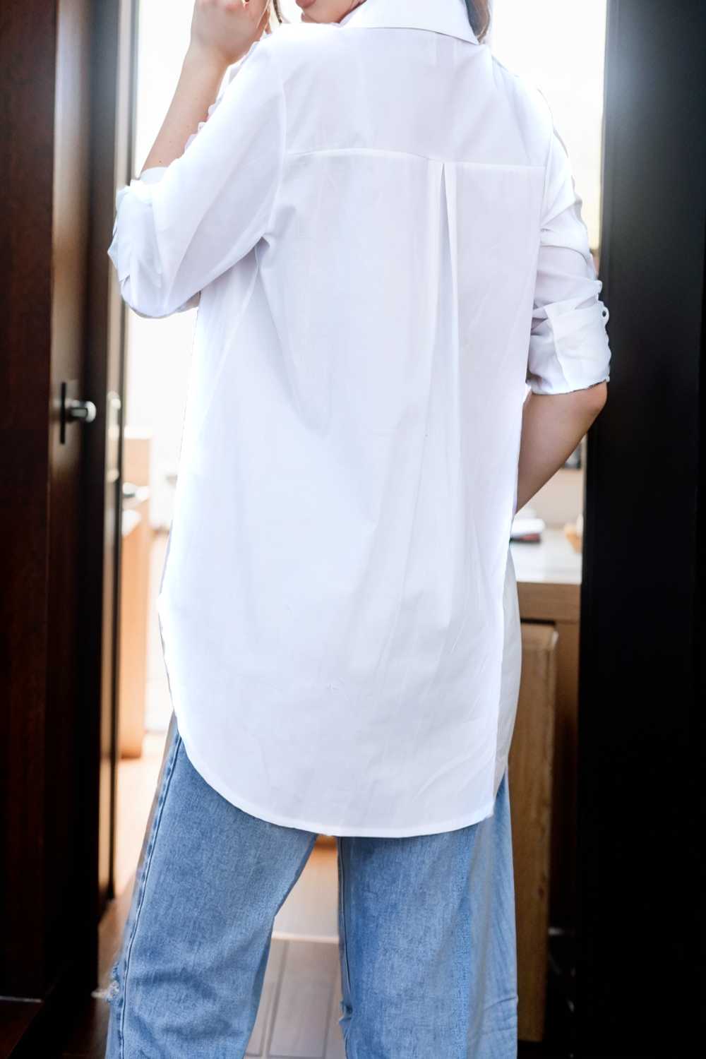 simple long sleeve v neck button blouses