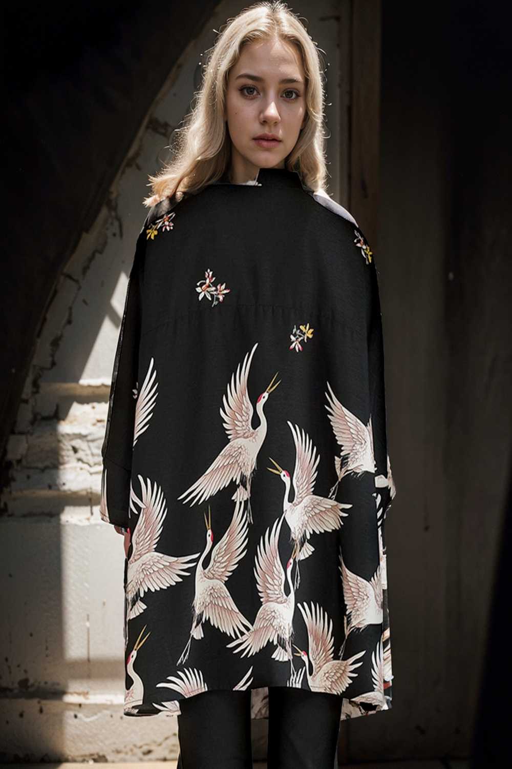 size curve blouses crane print loose oversized blouse